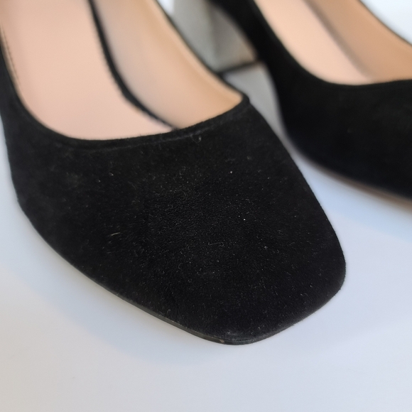 J. Crew | Black Suede Silver Glitter Block Heel - Picture 8 of 16